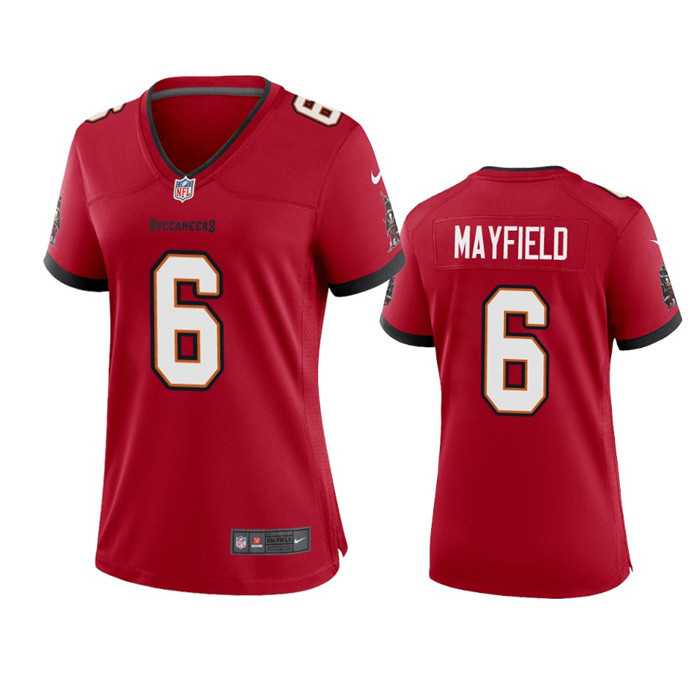 Women%27s Tampa Bay Buccanee #6 Baker Mayfield Red Stitched Game Jersey(Run Small) Dzhi